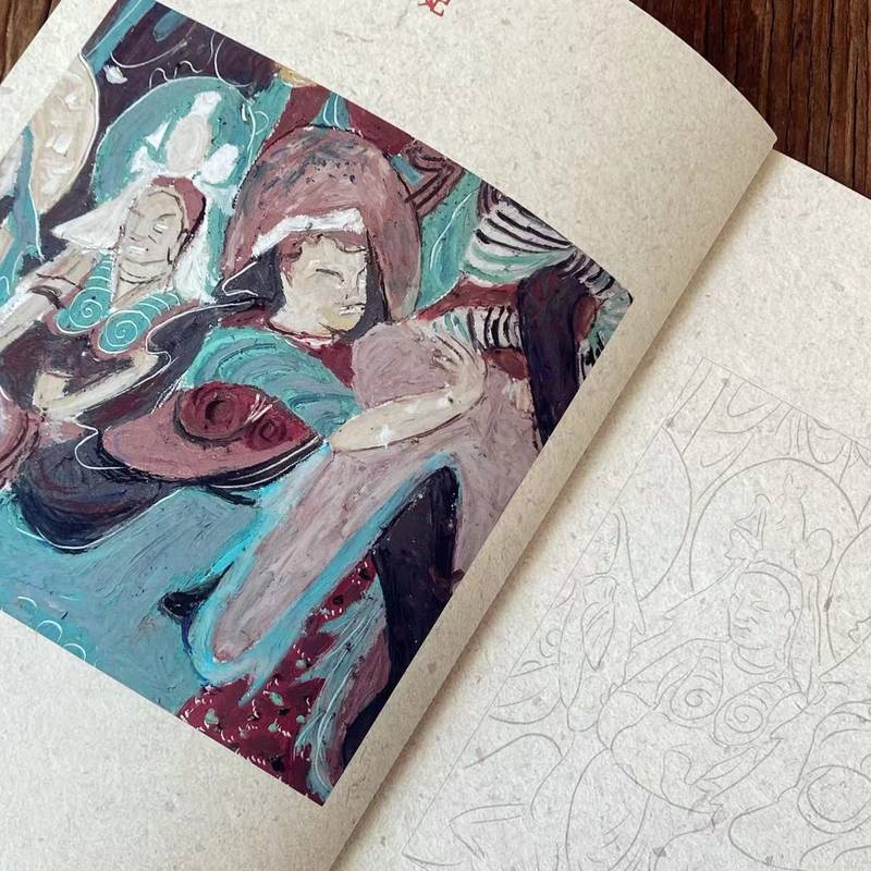 2023新書推薦：油畫棒著色系列：敦煌壁畫+國家寶藏（全兩冊）