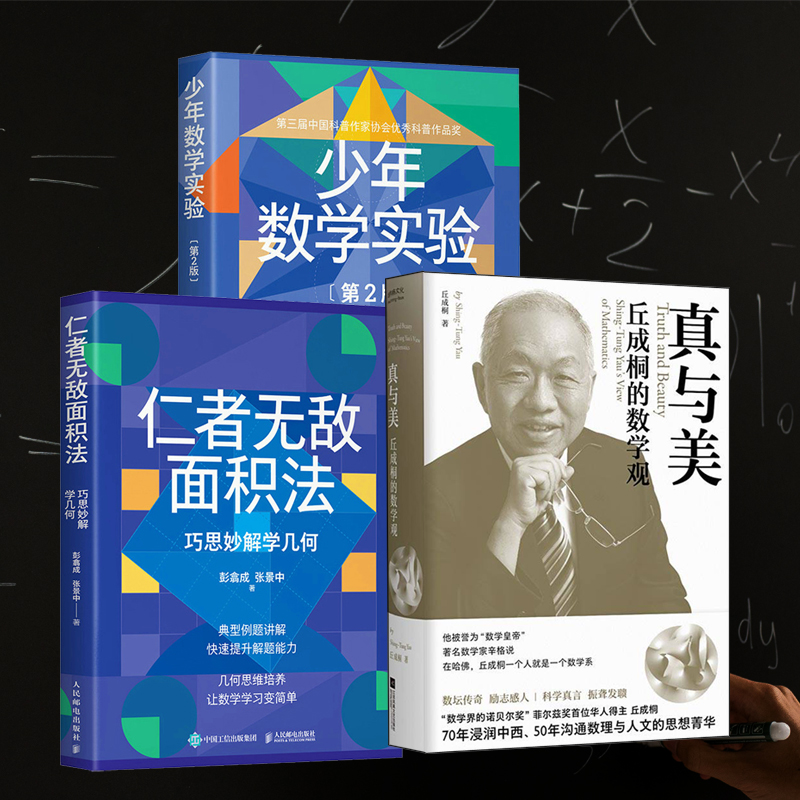 丘成桐的數學觀:真與美+仁者無敵面積法：巧思妙解學幾何+少年數學實驗（第2版）全三冊
