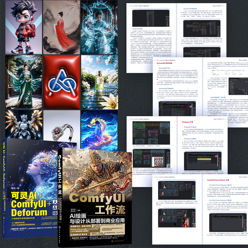 2025新書推薦：【ComfyUI工作流：AI繪畫與設計從部署到商業應用+可靈AI+ComfyUI+Deforum人工智能AI視頻製作技巧大全】全兩冊