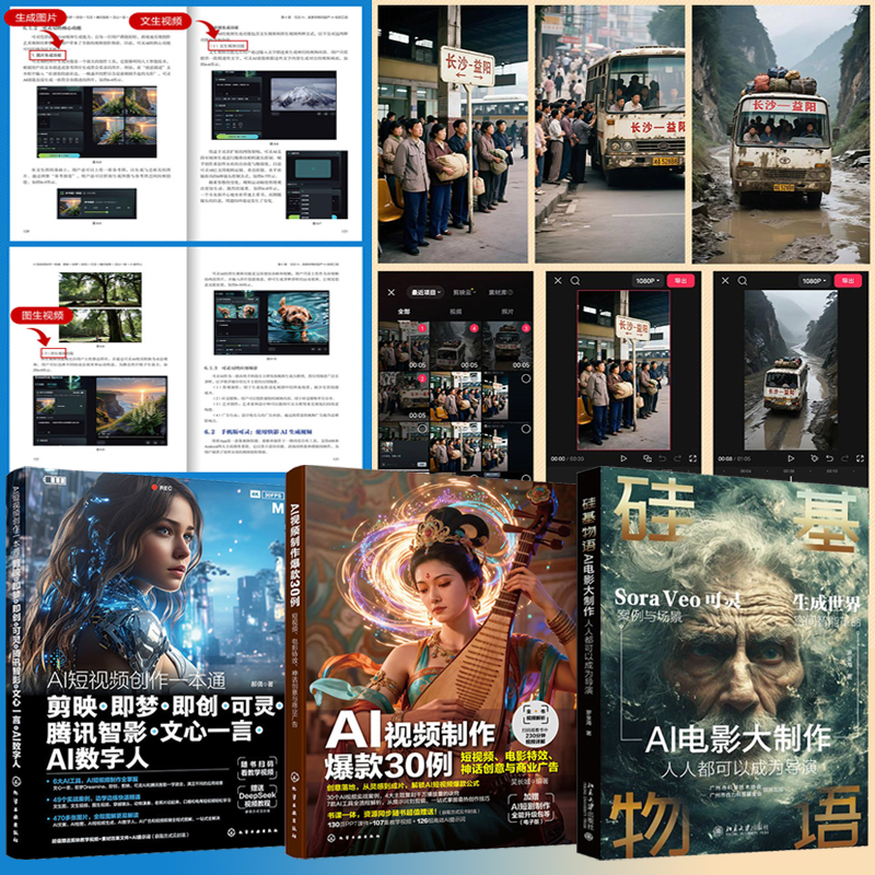 【AI短視頻創作一本通+AI視頻製作爆款30例+AI電影大製作】全3冊 【AI短視頻創作一本通+AI視頻製作爆款30例+AI電影大製作】全3冊